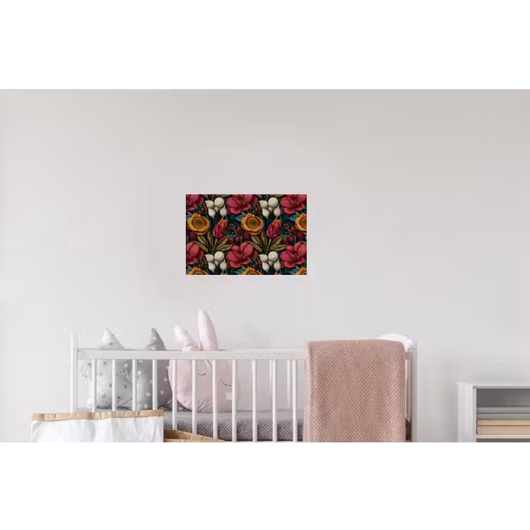 Bloemen - Patroon - Rood - Goud Muursticker klein 286 -kinderkamer
