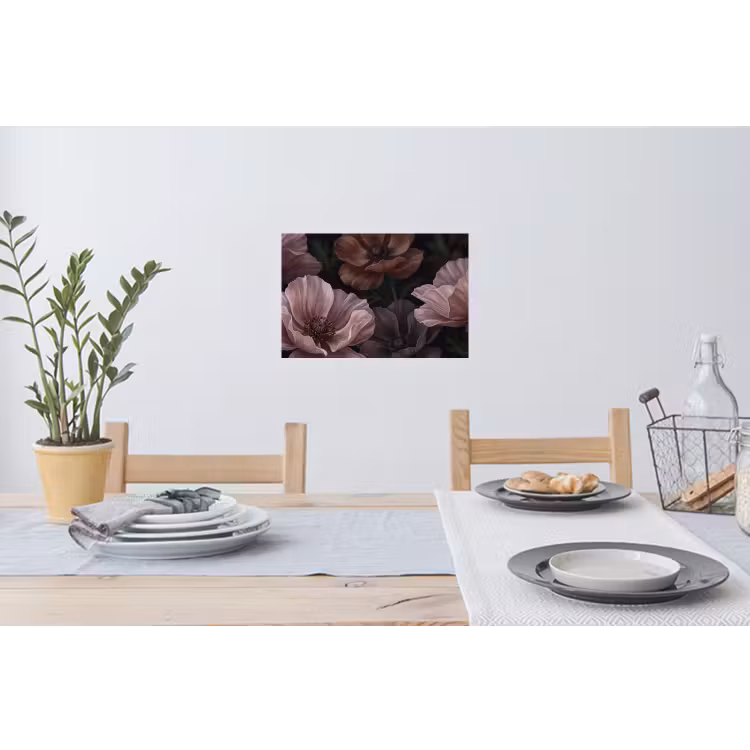 Bloemen - Natuur - Roze - Donker - Modern Muursticker klein -eettafel