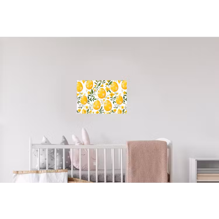 Bloemen - Paaseieren - Geel Muursticker klein -kinderkamer