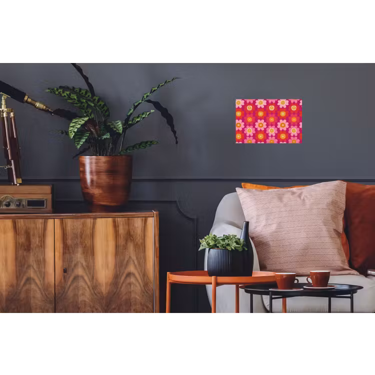 Bloemen - Retro - Kleurrijk Muursticker klein 286 -kamerbank