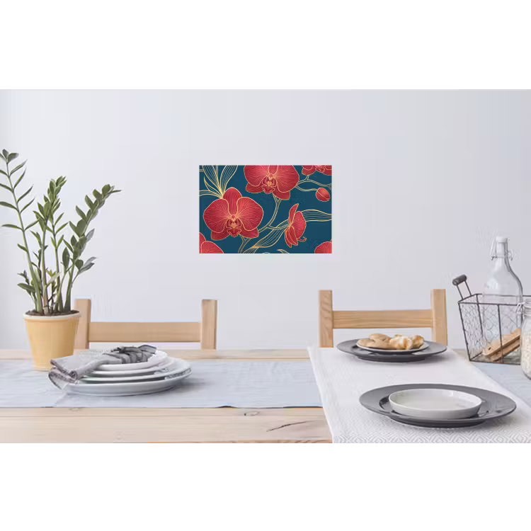 Wandtattoo – Blumen – Rot – Gold - Bloemen - Rood - Goud Muursticker klein
