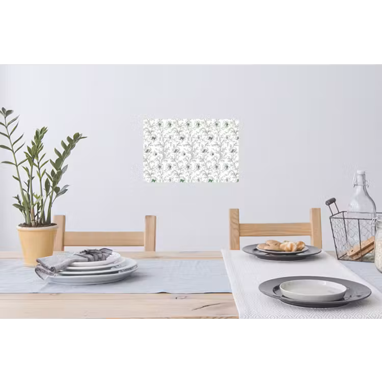 Bloemen - Getekend - Groen Muursticker klein 286 -eettafel