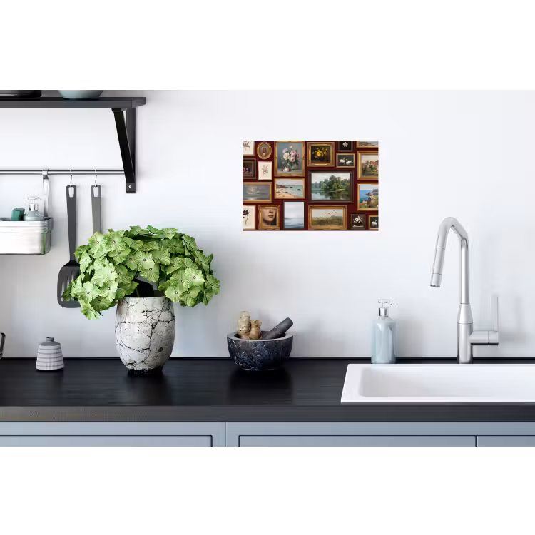 Bloemen - Vaas - Klassiek - Kunst - Rood Muursticker klein -keuken