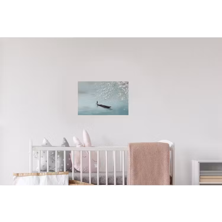 Bloesems - Minimalistisch - Wateroppervlak - Boot Muursticker klein -kinderkamer