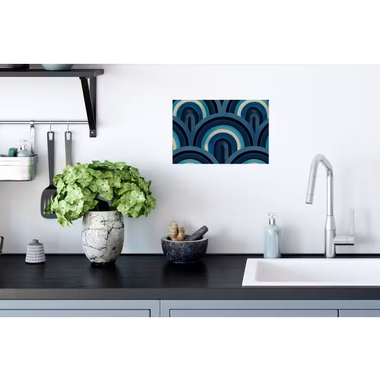 Bogen - Geometrisch - Patroon - Blauw - Retro Muursticker klein 286 -keuken