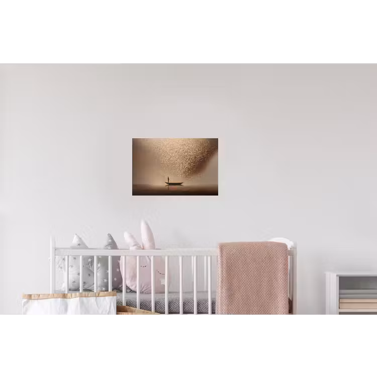 Bootje - Blaadjes - Goud - Water Muursticker klein -kinderkamer
