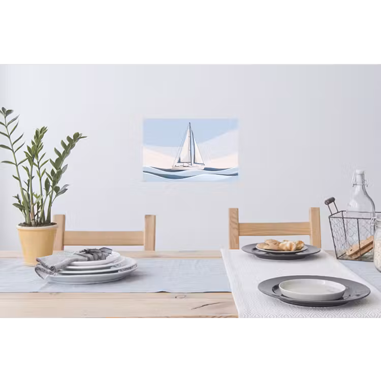 Boot - Zeil - Zee - Modern - Beige Muursticker klein -eettafel