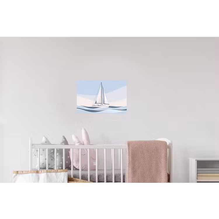 Boot - Zeil - Zee - Modern - Beige Muursticker klein -kinderkamer
