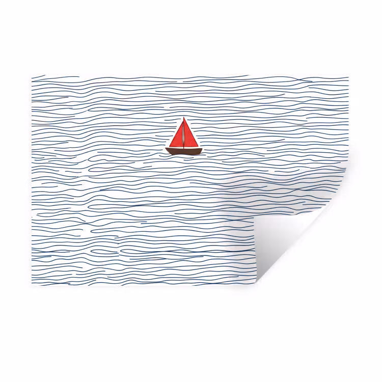 Boot - Water - Rood - Illustratie - Minimalistisch Muursticker klein -3d