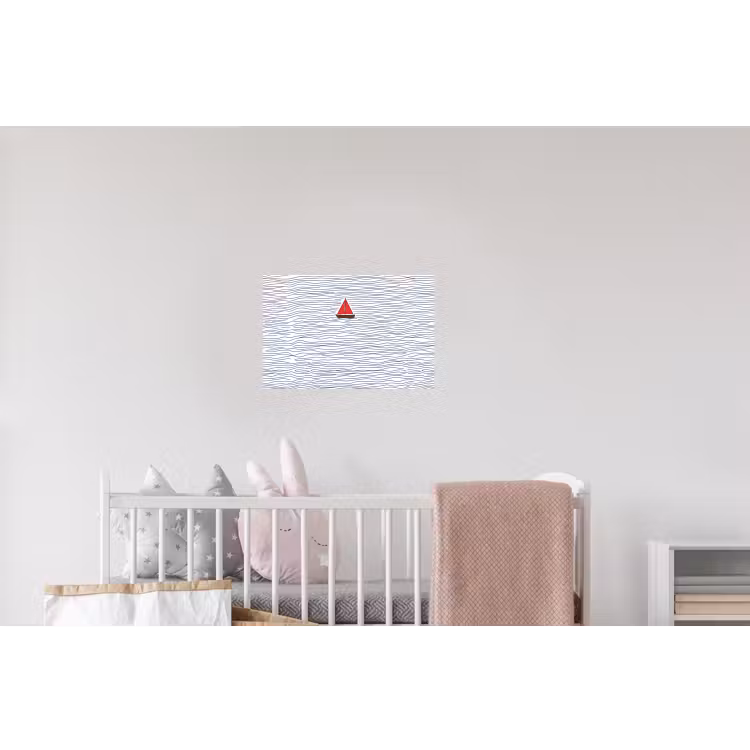 Boot - Water - Rood - Illustratie - Minimalistisch Muursticker klein -kinderkamer