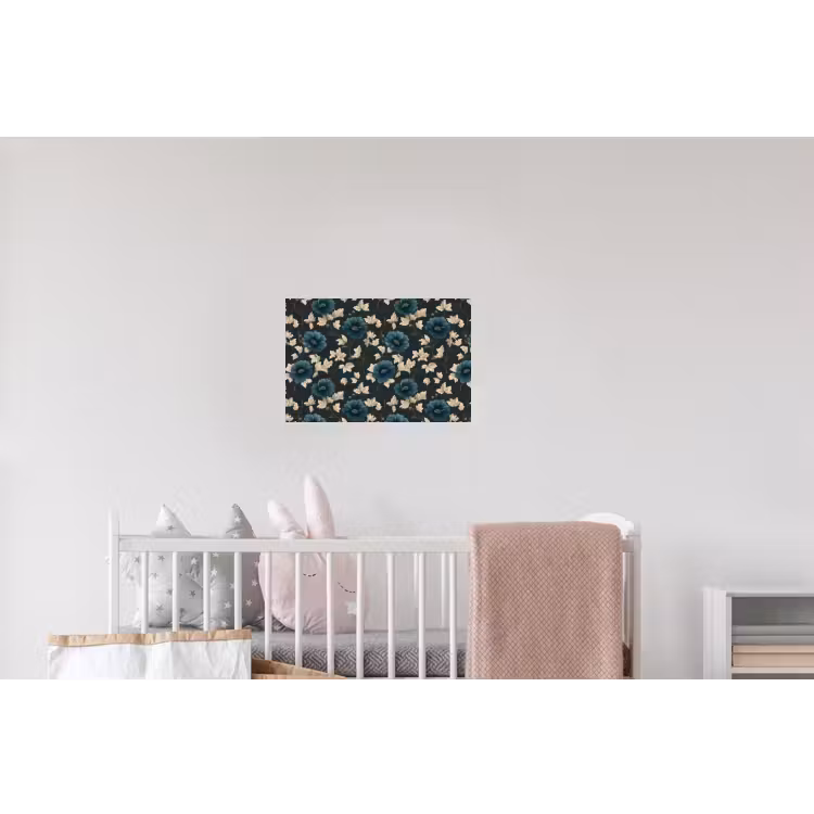 Botanisch - Bloemen - Blauw Muursticker klein 286 -kinderkamer