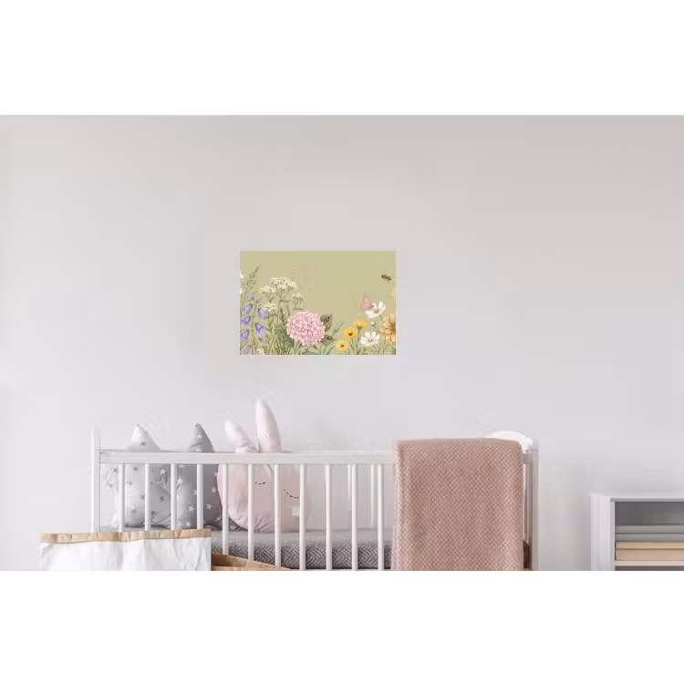 Botanisch - Bloemen - Kleurrijk Muursticker klein -kinderkamer