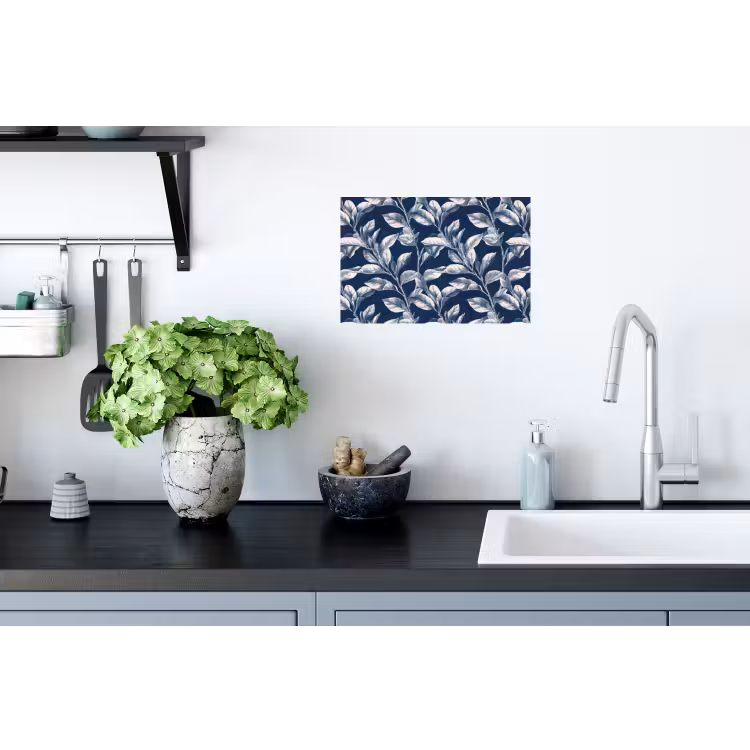 Botanisch - Patroon - Blauw Muursticker klein 286 -keuken