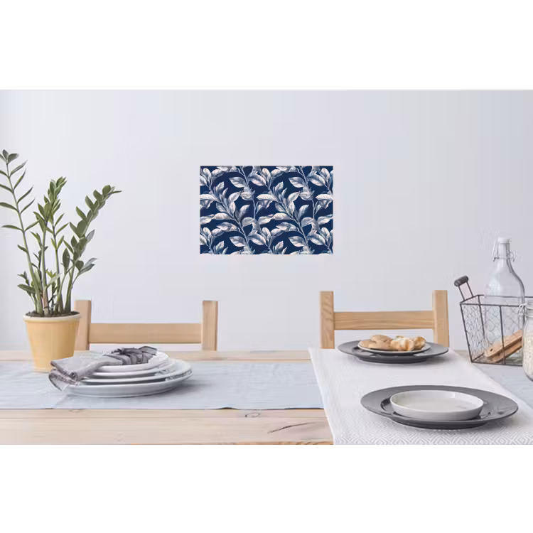 Botanisch - Patroon - Blauw Muursticker klein 286 -eettafel