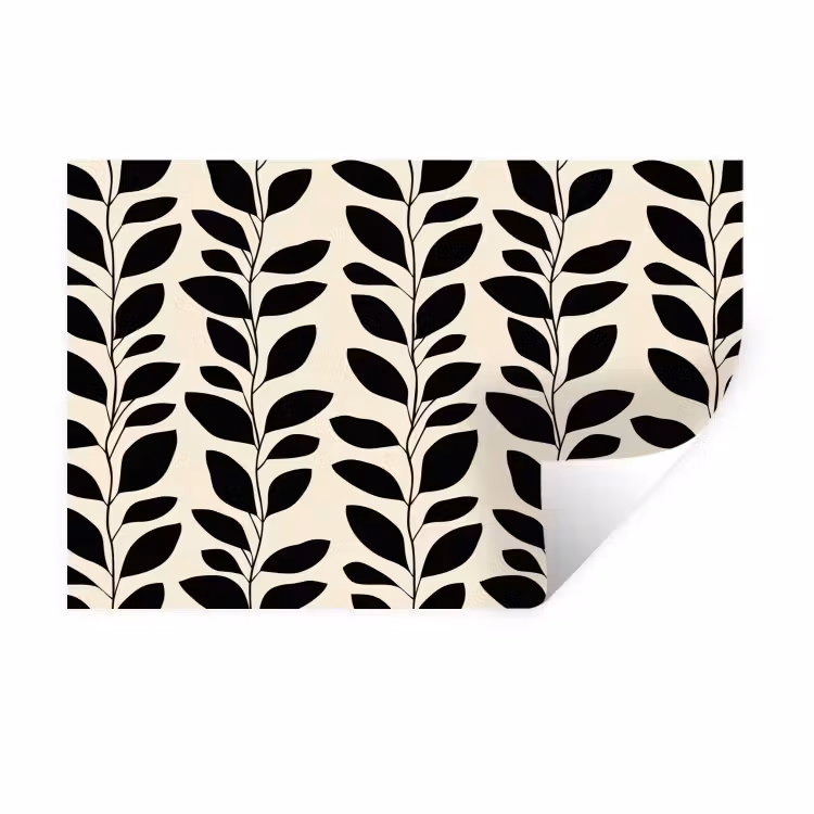 Botanisch - Dessin - Zwart - Beige Muursticker klein 286 -3d