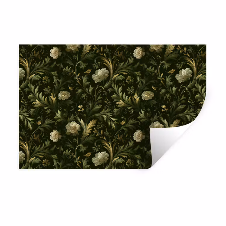 Botanisch - Naadloos - Bloemen Muursticker klein 286 -3d