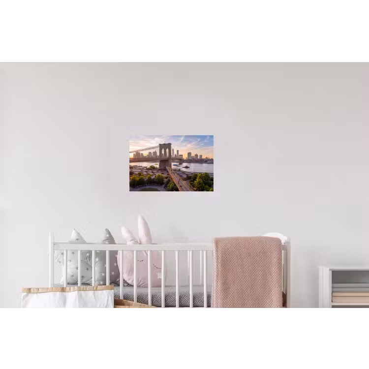 Brug - Rivier - Stad - Zonsondergang - Architectuur Muursticker klein -kinderkamer