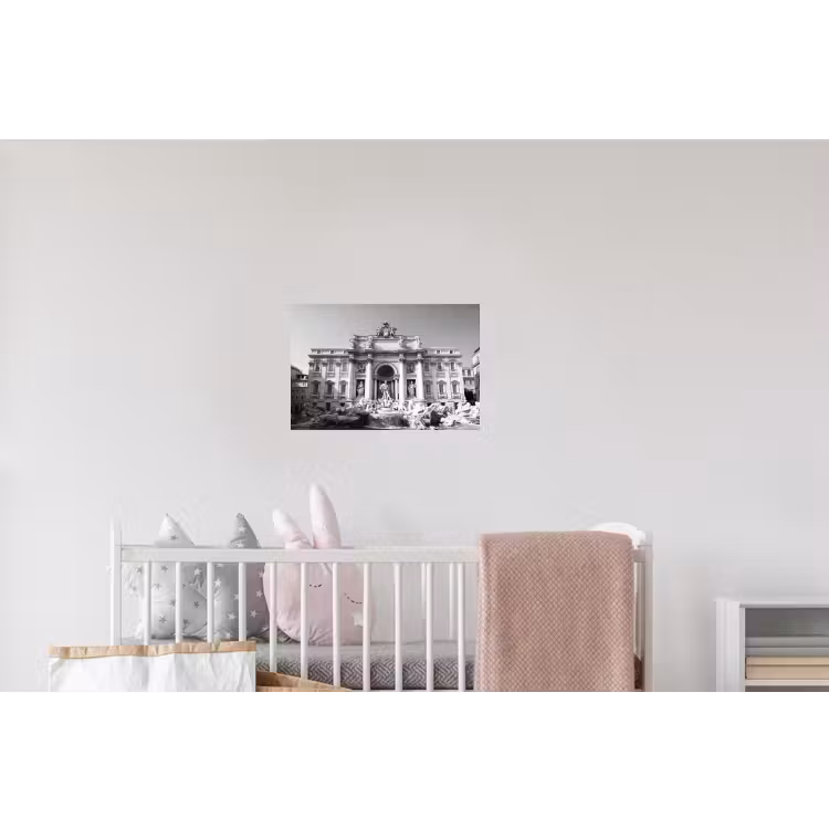 Fontein - Beelden - Architectuur - Zwart-wit Muursticker klein -kinderkamer