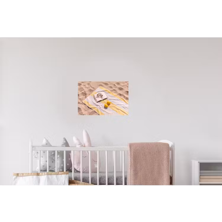 Boek - Zonnebril - Strand - Zomer - Geel Muursticker klein -kinderkamer