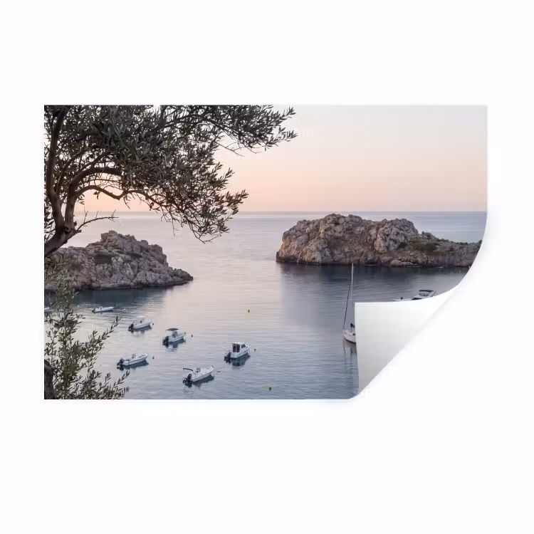 Wandtattoo – Bucht – Boote – Sonnenuntergang - Baai - boten - zonsondergang Muursticker klein