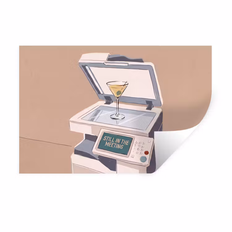 Kantoor - Drank - Humor - Illustratie Muursticker klein -3d