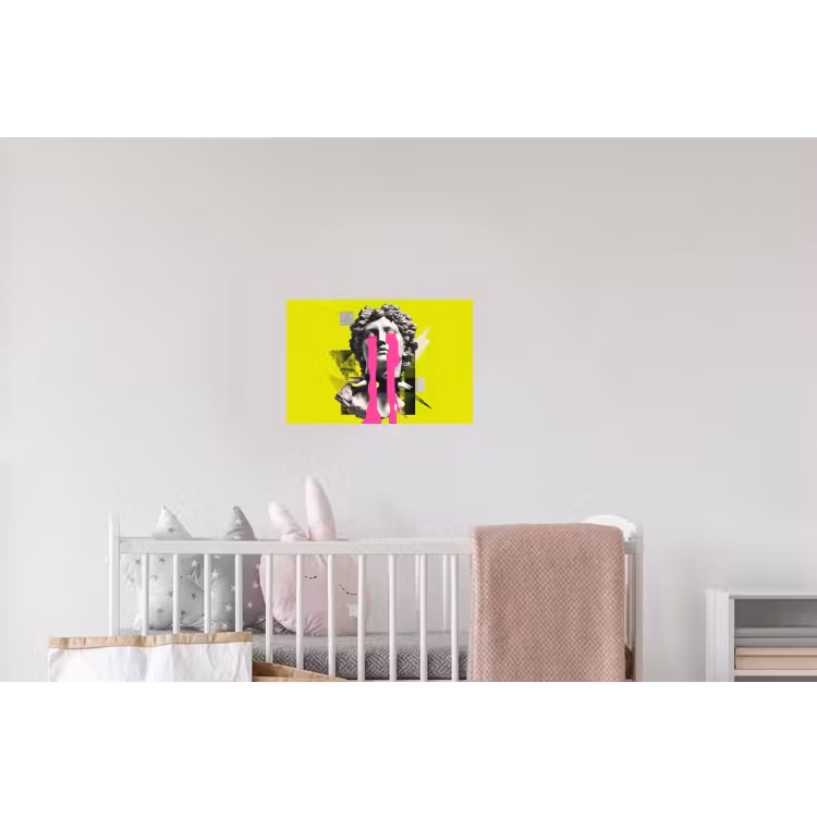 Buste - Verf - Geel Muursticker klein -kinderkamer