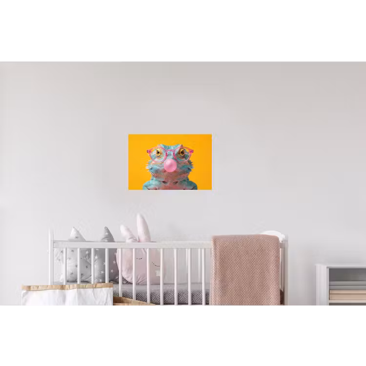 Kameleon - Kauwgom - Kleurrijk Muursticker klein -kinderkamer
