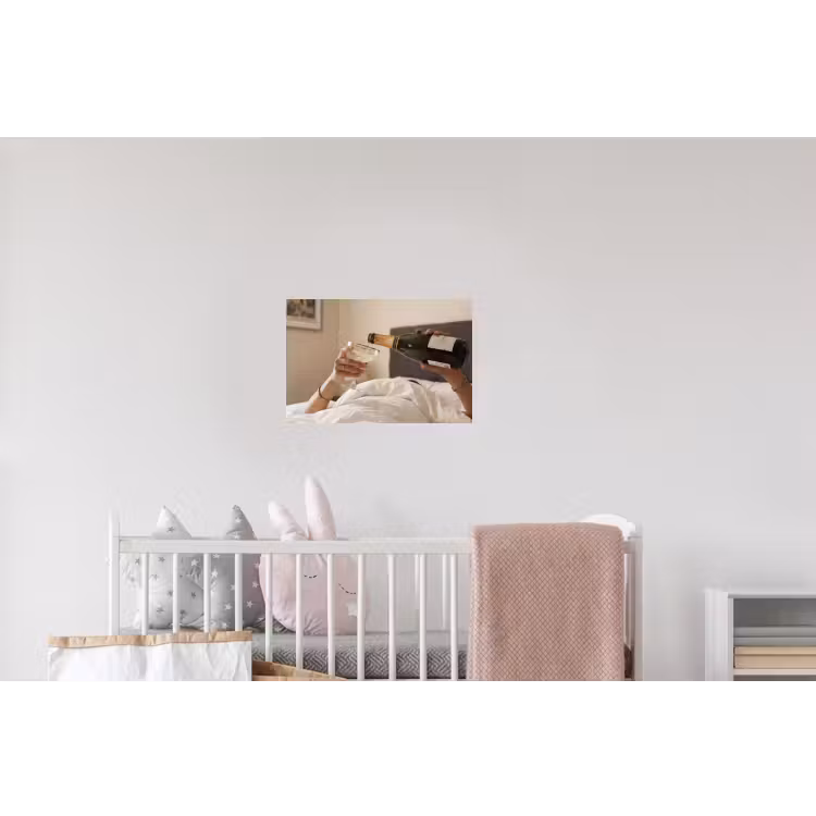 Champagne - Bed - Bubbels Muursticker klein -kinderkamer