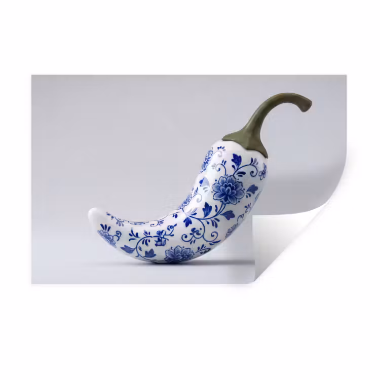 Chilipeper - Keramiek - Blauw Muursticker klein -3d