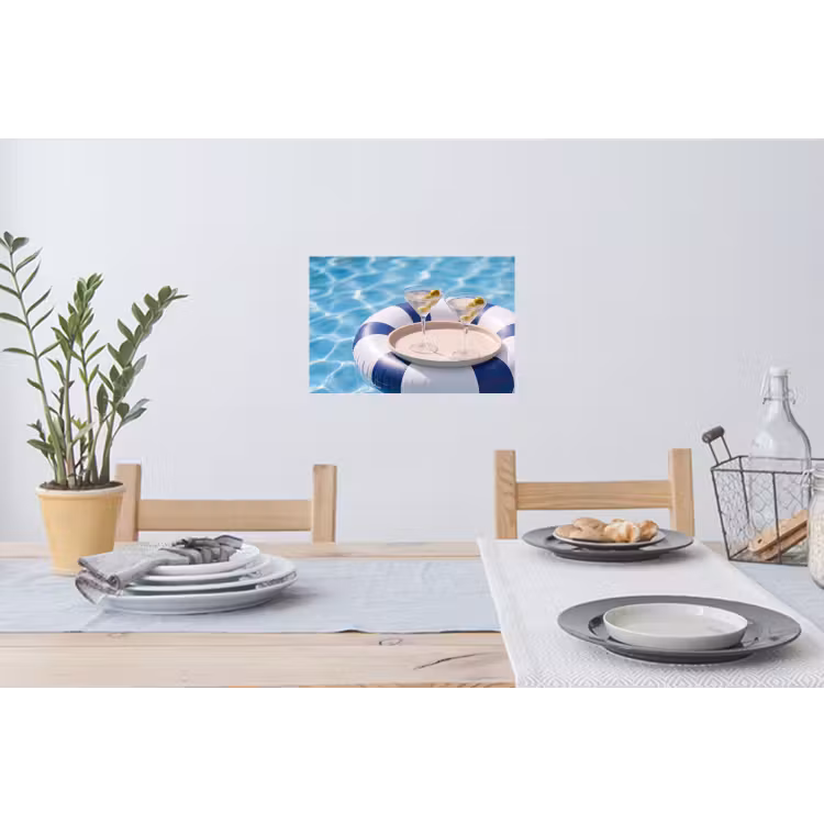 Cocktail - Zwembad - Zomer - Blauw Muursticker klein -eettafel
