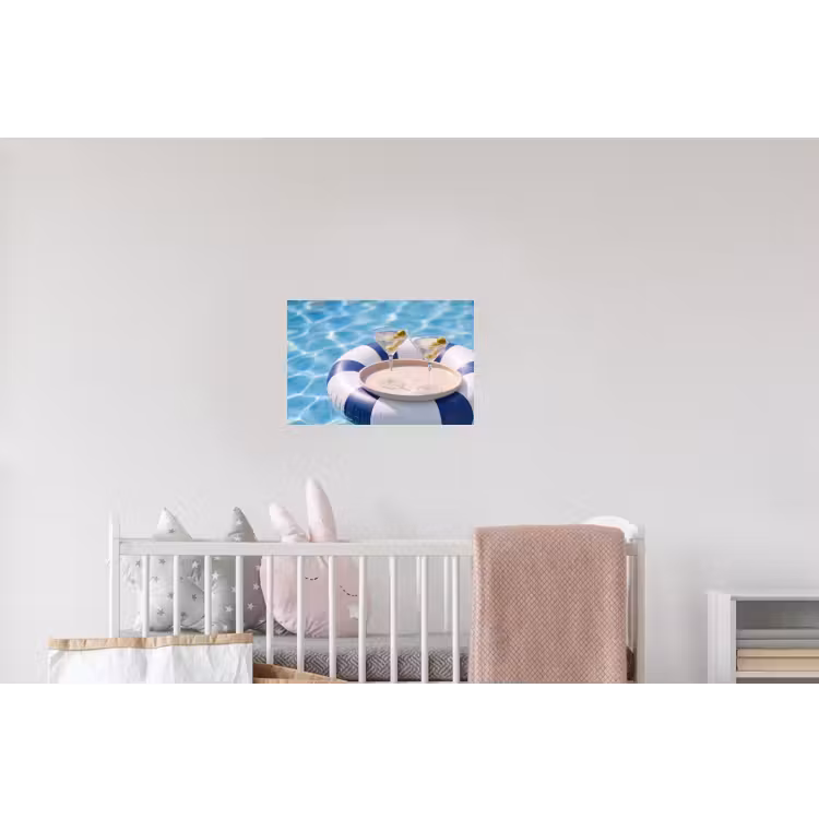 Cocktail - Zwembad - Zomer - Blauw Muursticker klein -kinderkamer