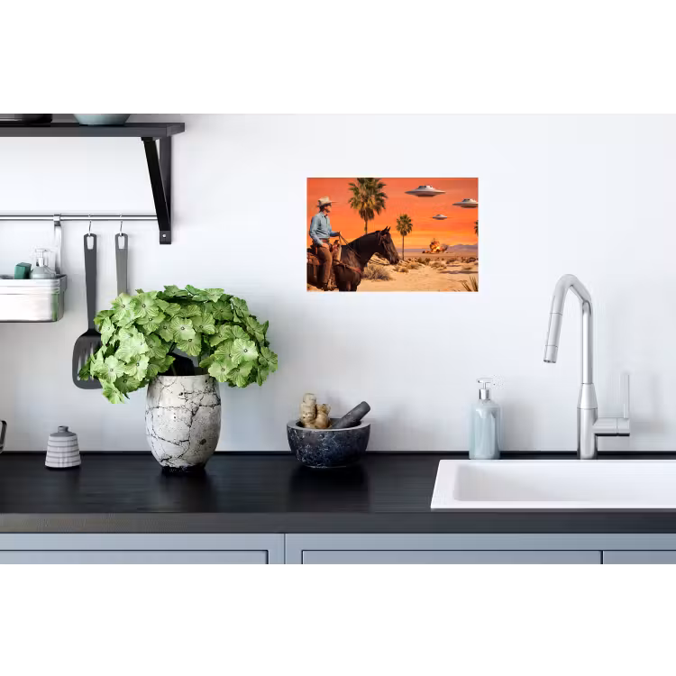 Wandtattoo – Cowboy – Pferd – Wüste - Cowboy - Paard - Woestijn Muursticker klein