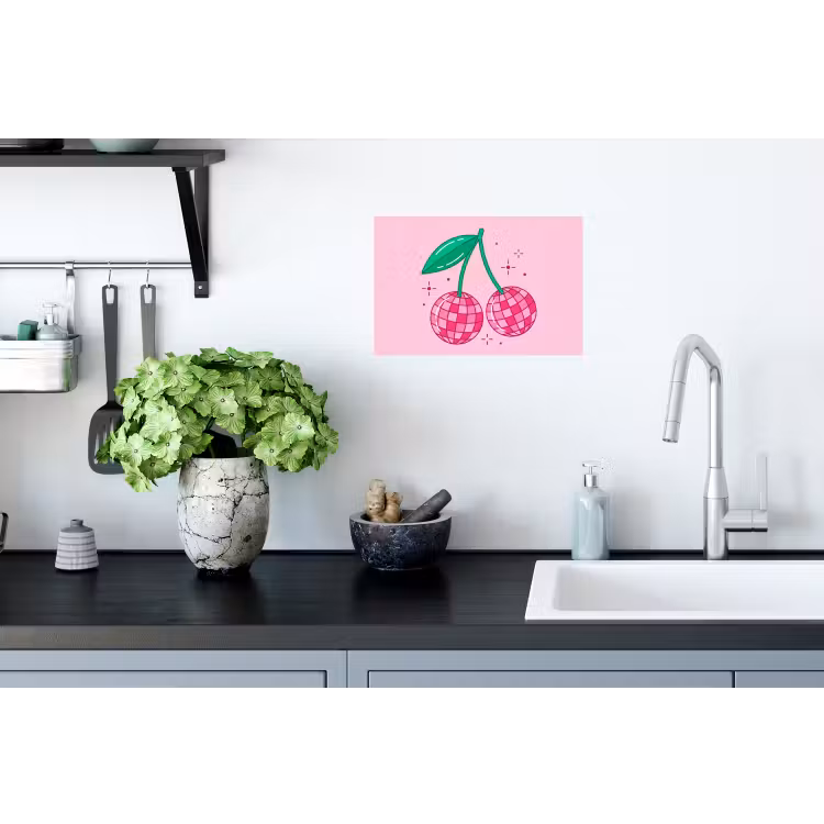 Decoratie - Disco-bal - Feest - Roze Muursticker klein -keuken