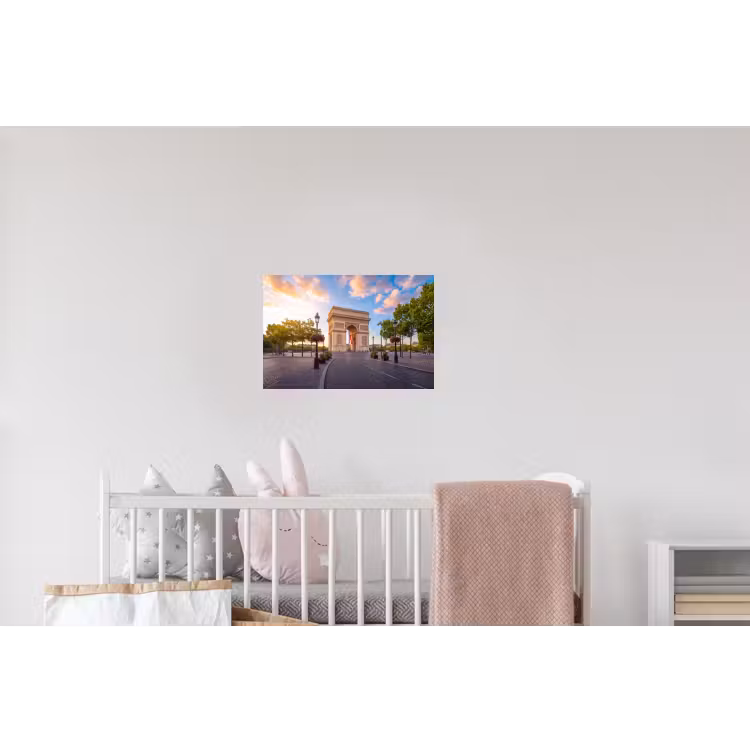 Monument - Parijs - Zonsondergang - Architectuur - Goud Muursticker klein -kinderkamer