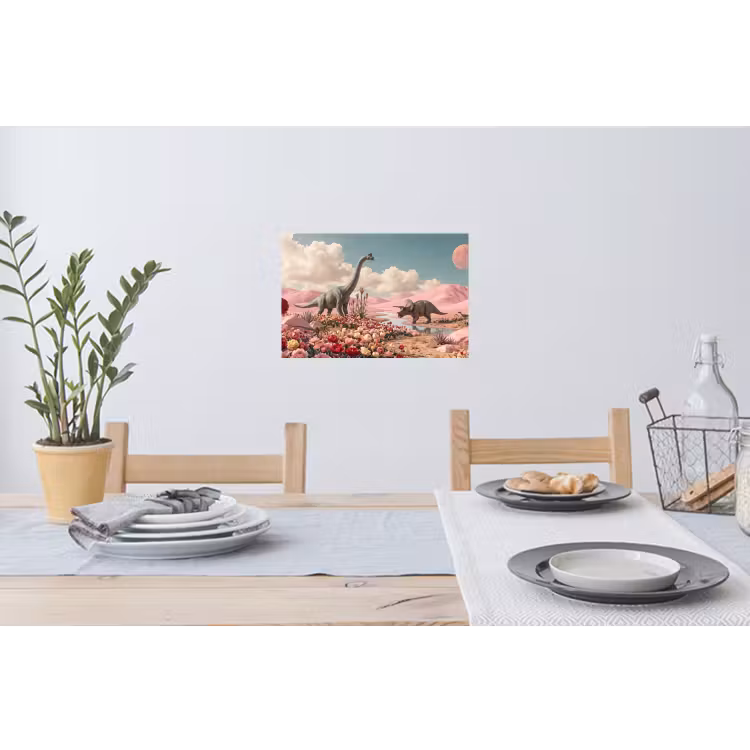 Wandtattoo – Dinosaurier – Rosa – Landschaft - Dinosaurus - Roze - Landschap Muursticker klein