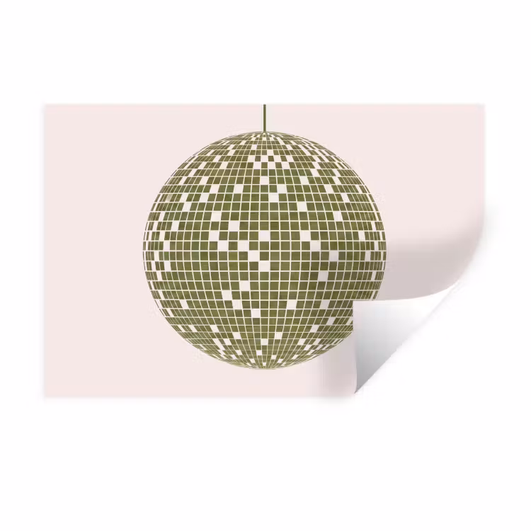 Disco - Bal - Groen - Abstract - Modern Muursticker klein -3d