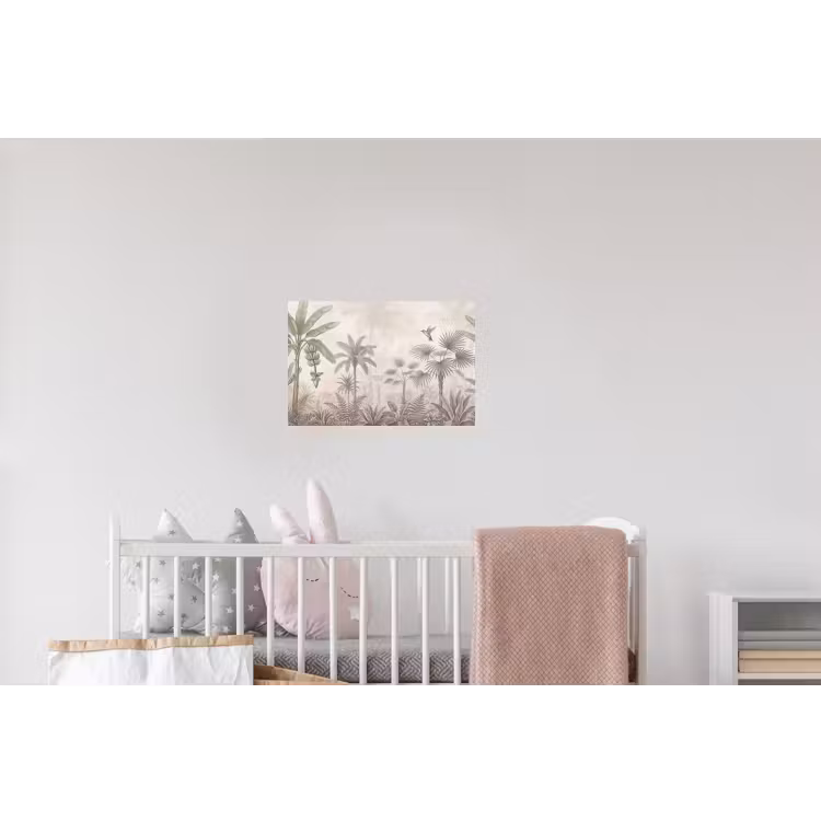 Jungle - Banenboom - Kolibrie - Beige Muursticker klein -kinderkamer