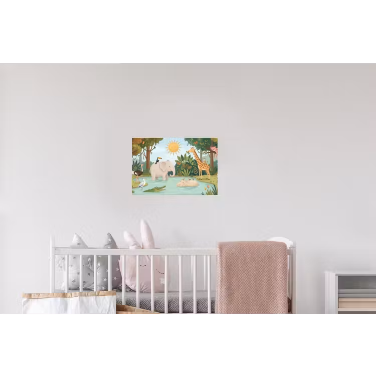 Jungle - Oase - Dieren - Kleurrijk Muursticker klein -kinderkamer