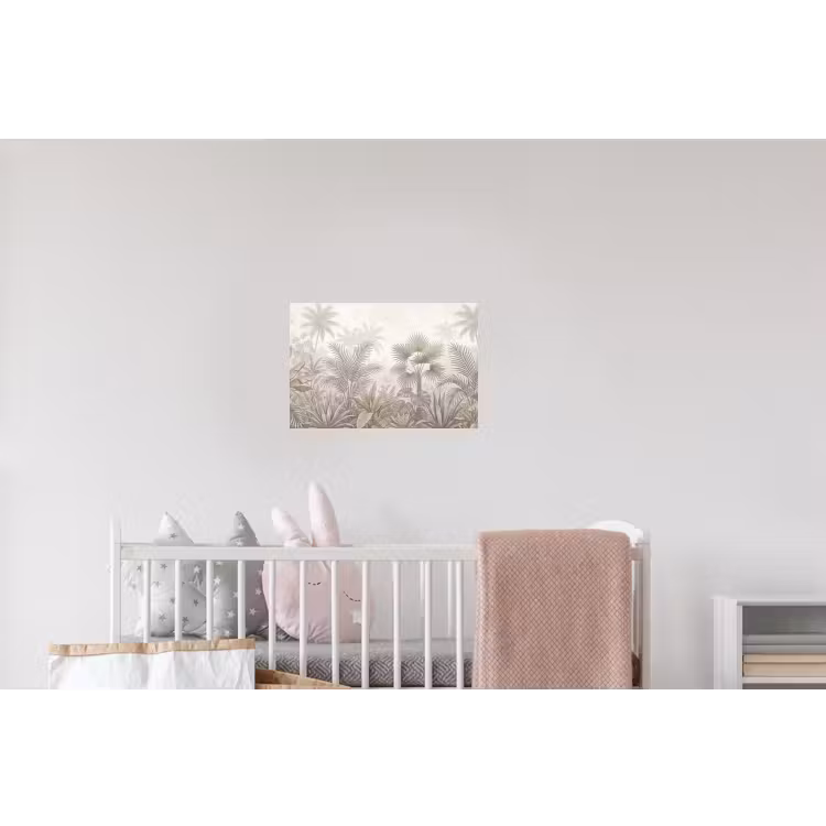 Jungle - Tropisch - Natuur -Vintage - Beige Muursticker klein -kinderkamer