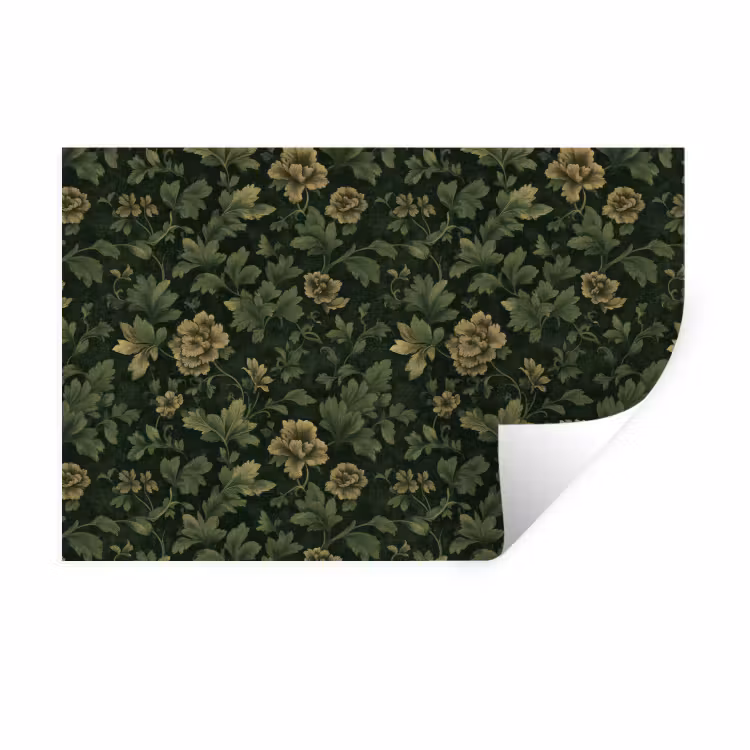 Donker - Groen - Goud - Botanisch Muursticker klein 286 -3d