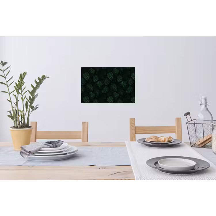 Donker - Groen - Hopbellen - Botanisch - Illustratie Muursticker klein 286 -eettafel
