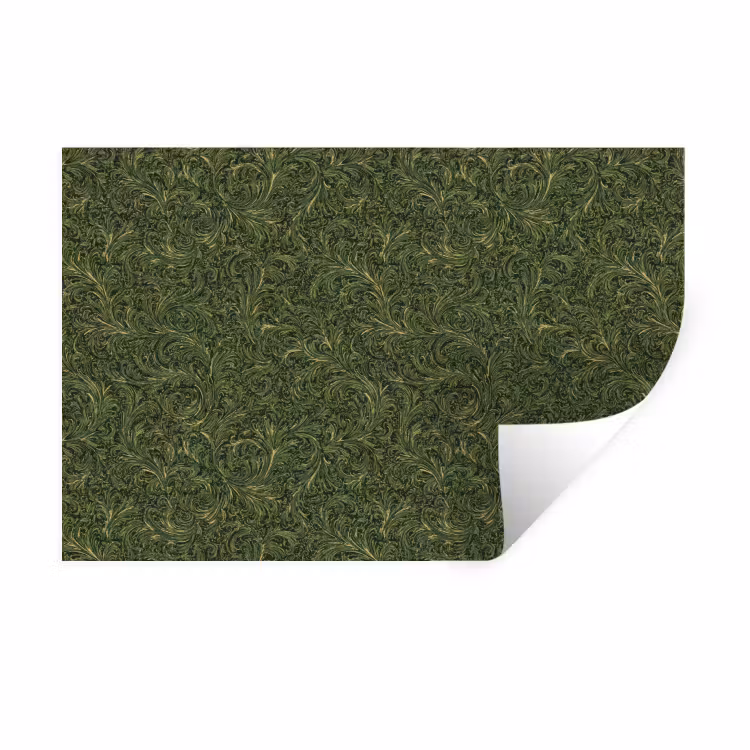 Donker - Groen - Krullend - Botanisch Muursticker klein 286 -3d