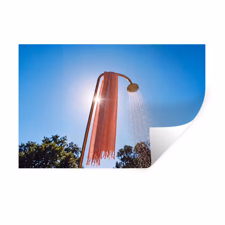 Douche - Water - Zomer - Blauw Muursticker klein -3d