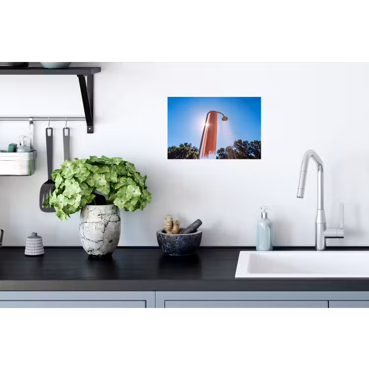 Douche - Water - Zomer - Blauw Muursticker klein -keuken
