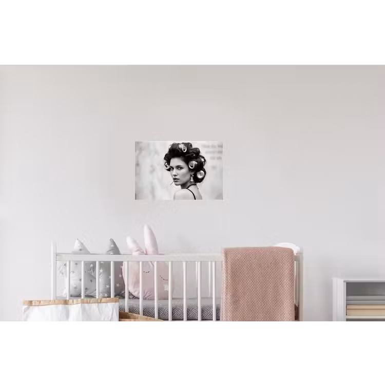 Edgy - Vrouw - Zwart - Wit Muursticker klein -kinderkamer