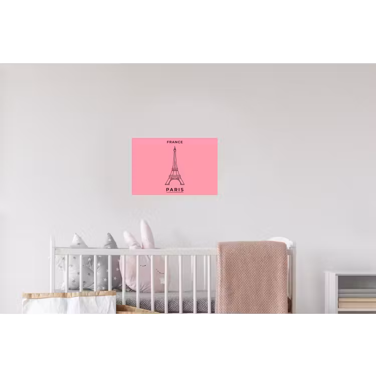 Eiffeltoren - Parijs - Architectuur - Minimalistisch - Roze Muursticker klein -kinderkamer
