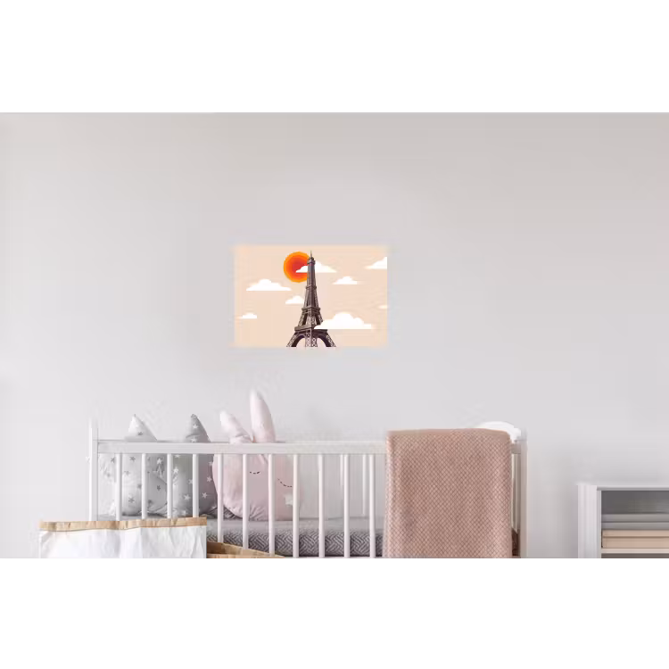 Eiffeltoren - Zon - Architectuur - Abstract - Beige Muursticker klein -kinderkamer