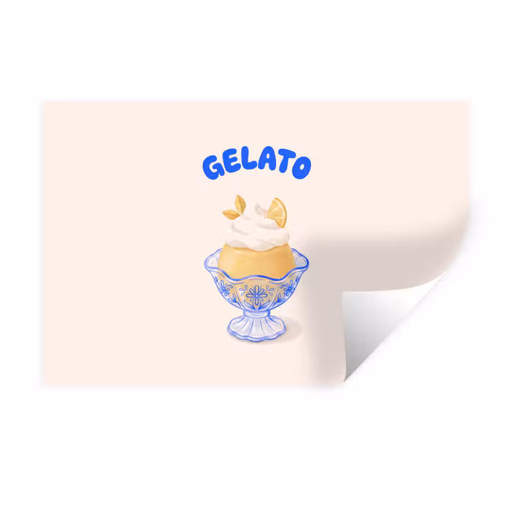 IJs - Citroen - Illustratie - Geel - Dessert Muursticker klein -3d