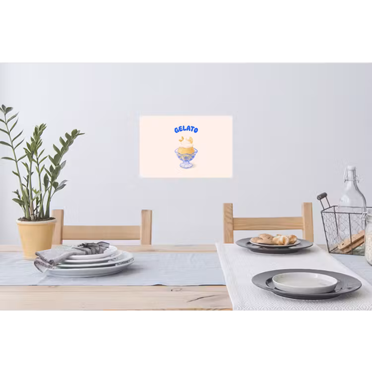 IJs - Citroen - Illustratie - Geel - Dessert Muursticker klein -eettafel