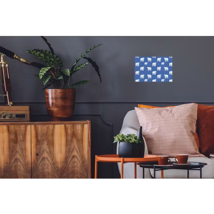 IJsbeer - Patroon - Blauw Muursticker klein 286 -kamerbank